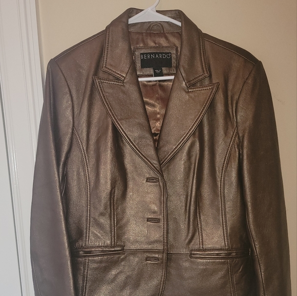 Bernardo Jackets & Blazers - Bernardo Metallic Bronze Gold Genuine Leather Blazer Coat Jacket